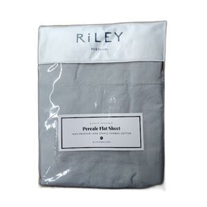 Riley Percale Flat Sheet - Queen 94 x104 - Silver (1018)